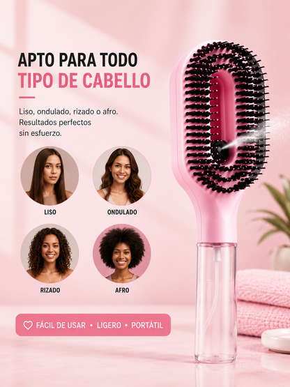 Cepillo Pulverizador 2 en 1 con Difusor de Agua – Desenreda y Masajea sin Tirones